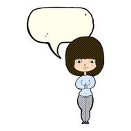 cartoon shy woman with speech bubble N22