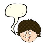 cartoon happy boy face with speech bubble N22
