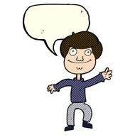 cartoon happy man waving with speech bubble N17