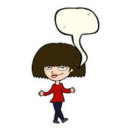 cartoon smug looking woman with speech bubble N5