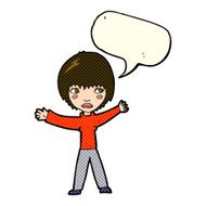 cartoon waving woman with speech bubble N66