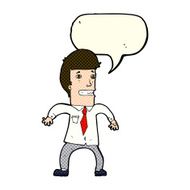 cartoon nervous businessman with speech bubble N5