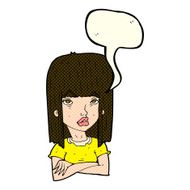 cartoon girl with folded arms speech bubble N5