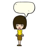 cartoon woman shrugging shoulders with speech bubble N204
