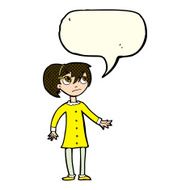 cartoon worried girl with speech bubble N4