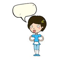 cartoon woman in french maid outfit with speech bubble N4