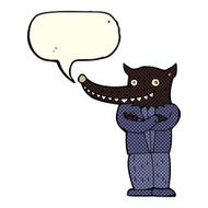 cartoon wolf man with speech bubble N19