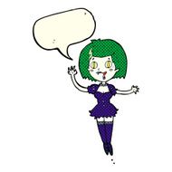 cartoon happy vampire girl with speech bubble N19