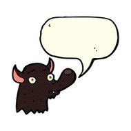 cartoon happy wolf with speech bubble N9