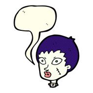 cartoon female zombie head with speech bubble N5