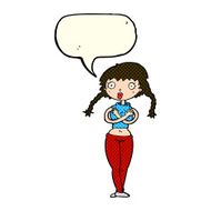 cartoon offended woman covering herself with speech bubble N5