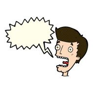 cartoon terrified man with speech bubble N90