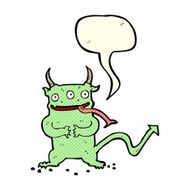 cartoon little demon with speech bubble N13