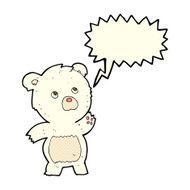cartoon curious polar bear with speech bubble N3