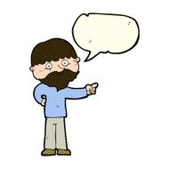 cartoon bearded man pointing with speech bubble N5