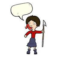 cartoon woman with spear sticking out tongue speech bubble N5