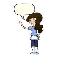 cartoon waitress with speech bubble N11