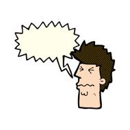cartoon stressed out face with speech bubble N5