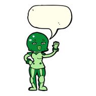 cartoon female astronaut with speech bubble N15