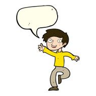 cartoon excited boy dancing with speech bubble N5