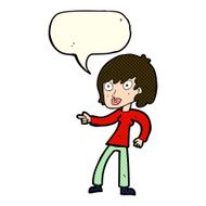 cartoon woman pointing with speech bubble N89