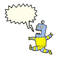 cartoon terrified robot with speech bubble N5