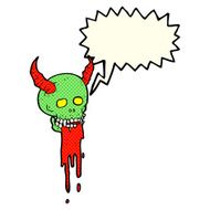 cartoon spooky halloween skull with speech bubble N5