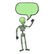 cartoon waving skeleton with speech bubble N5