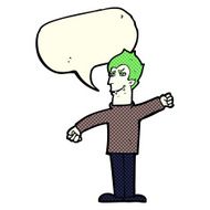 cartoon vampire man with speech bubble N50