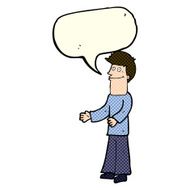 cartoon man shrugging shoulders with speech bubble N19