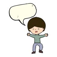 cartoon boy panicking with speech bubble N13