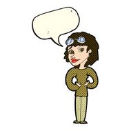 cartoon aviator woman with speech bubble N5
