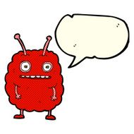 cartoon funny alien monster with speech bubble N5