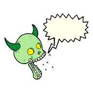 cartoon spooky skull with speech bubble N67