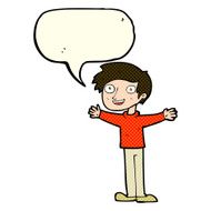 cartoon enthusiastic man with speech bubble N5