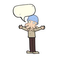 cartoon alien squid face man with speech bubble N5