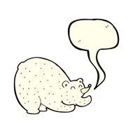 cartoon stretching polar bear with speech bubble N3