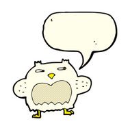 cartoon suspicious owl with speech bubble N5