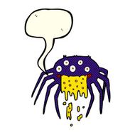 cartoon gross halloween spider with speech bubble N9