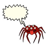 cartoon gross halloween spider with speech bubble N10