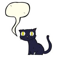cartoon black cat with speech bubble N14