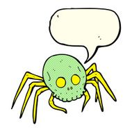 cartoon spooky halloween skull spider with speech bubble N5