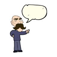 cartoon annoyed old man pointing with speech bubble N5