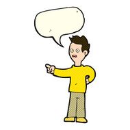 cartoon shocked boy pointing with speech bubble N5