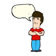 cartoon annoyed man with folded arms speech bubble N9