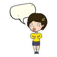 cartoon surprised woman with speech bubble N104