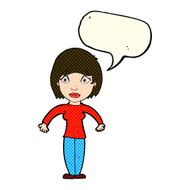 cartoon surprised woman with speech bubble N105
