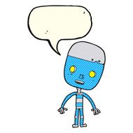 cartoon sad robot with speech bubble N5