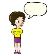 cartoon pretty woman with speech bubble N117