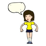 cartoon woman looking sideways with speech bubble N5